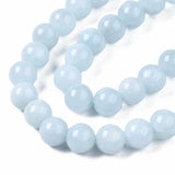 Natural Chalcedony Beads Strands, Imitation Aquamarine, Dyed & Heated, Round, 8~9mm, Hole: 1mm, about 45~48pcs/strand, 15.7 inch