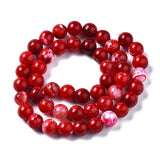 Dyed Natural Crackle Agate Beads Strands, Round, Red, 8~8.5mm, Hole: 1mm, about 48pcs/strand, 15.1 inch