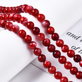 Dyed Natural Crackle Agate Beads Strands, Round, Red, 8~8.5mm, Hole: 1mm, about 48pcs/strand, 15.1 inch