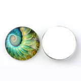 Glass Cabochons for DIY Projects, Half Round/Dome with Pattern, Light Sea Green, 25x6mm, 20pc/Set