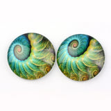 Glass Cabochons for DIY Projects, Half Round/Dome with Pattern, Light Sea Green, 25x6mm, 20pc/Set