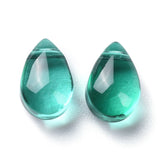 Transparent Glass Beads, Top Drilled Beads, Teardrop, Dark Cyan, 9x6x5mm, Hole: 1mm, 20pc/Set