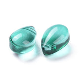 Transparent Glass Beads, Top Drilled Beads, Teardrop, Dark Cyan, 9x6x5mm, Hole: 1mm, 20pc/Set