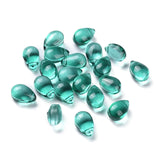 Transparent Glass Beads, Top Drilled Beads, Teardrop, Dark Cyan, 9x6x5mm, Hole: 1mm, 20pc/Set