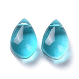 Transparent Glass Beads, Top Drilled Beads, Teardrop, Teal, 9x6x5mm, Hole: 1mm, 20pc/Set