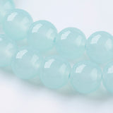 Glass Beads Strands, Imitation Jade, Round, Pale Turquoise, 8mm, Hole: 1mm, about 50pcs/strand, 15.7 inch(40cm)