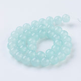 Glass Beads Strands, Imitation Jade, Round, Pale Turquoise, 8mm, Hole: 1mm, about 50pcs/strand, 15.7 inch(40cm)