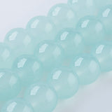 Glass Beads Strands, Imitation Jade, Round, Pale Turquoise, 8mm, Hole: 1mm, about 50pcs/strand, 15.7 inch(40cm)