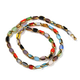 Electroplate Glass Beads Strands, Faceted, Oval, Golden Plated, Mixed Color, 7x4x3.5mm, Hole: 1mm, about 50pcs/strand, 12.99''(33cm)