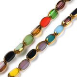 Electroplate Glass Beads Strands, Faceted, Oval, Golden Plated, Mixed Color, 7x4x3.5mm, Hole: 1mm, about 50pcs/strand, 12.99''(33cm)