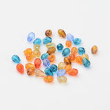 Transparent Glass Beads, Faceted, teardrop, Mixed Color, 5x3mm, Hole: 1mm, 50pc/Set