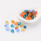 Transparent Glass Beads, Faceted, teardrop, Mixed Color, 5x3mm, Hole: 1mm, 50pc/Set