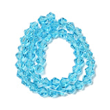 Imitation Austrian Crystal 5301 Bicone Beads, Faceted Glass Beads Strands, Light Sky Blue, 6x6mm, Hole: 1.2mm, about 47~48pcs/strand, 10.24 inch~10.43 inch(26~26.5cm)