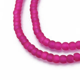 Transparent Glass Bead Strands, Frosted, Round, Medium Violet Red, 4mm, Hole: 1.1~1.6mm, about 200pcs/strand, 31.4 inch