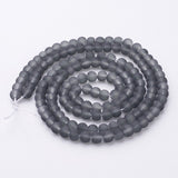 Transparent Glass Bead Strands, Frosted, Round, Gray, 6mm, Hole: 1.3~1.6mm, about 140pcs/strand, 31.4 inch