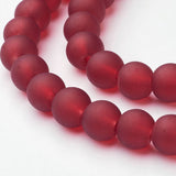 Transparent Glass Bead Strands, Frosted, Round, Dark Red, 6mm, Hole: 1.3~1.6mm, about 140pcs/strand, 31.4 inch