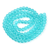 Transparent Glass Bead Strands, Frosted, Round, Dark Turquoise, 6mm, Hole: 1.3~1.6mm, about 140pcs/strand, 31.4 inch