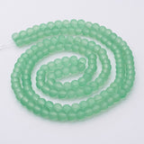 Transparent Glass Bead Strands, Frosted, Round, Pale Green, 6mm, Hole: 1.3~1.6mm, about 140pcs/strand, 31.4 inch