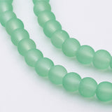 Transparent Glass Bead Strands, Frosted, Round, Pale Green, 6mm, Hole: 1.3~1.6mm, about 140pcs/strand, 31.4 inch