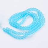 Transparent Glass Bead Strands, Frosted, Round, Light Sky Blue, 6mm, Hole: 1.3~1.6mm, about 140pcs/strand, 31.4 inch