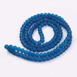 Transparent Glass Bead Strands, Frosted, Round, Marine Blue, 6mm, Hole: 1.3~1.6mm, about 140pcs/strand, 31.4 inch