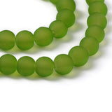 Lime Green Frosted Round Transparent Glass Bead Strands, 6mm, Hole: 1.3~1.6mm, about 140pcs/strand, 31.4 inch