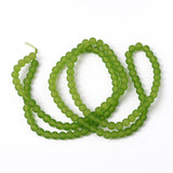 Lime Green Frosted Round Transparent Glass Bead Strands, 6mm, Hole: 1.3~1.6mm, about 140pcs/strand, 31.4 inch