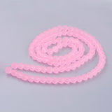 Transparent Glass Bead Strands, Frosted, Round, Pearl Pink, 8mm, Hole: 1.3~1.6mm, about 99pcs/strand, 31.4 inch