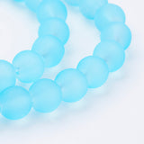 Transparent Glass Bead Strands, Frosted, Round, Light Sky Blue, 8mm, Hole: 1.3~1.6mm, about 99pcs/strand, 31.4 inch