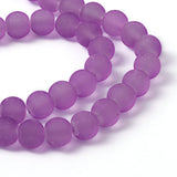 Blue Violet Frosted Round Transparent Glass Bead Strands, 8mm, Hole: 1~1.6mm, about 99pcs/strand, 31.4 inch