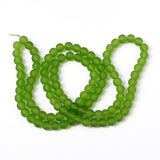 Lime Green Frosted Round Transparent Glass Bead Strands, 8mm, Hole: 1.3~1.6mm, about 99pcs/strand, 31.4 inch