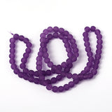 Transparent Glass Bead Strands, Frosted, Round, Purple, 8mm, Hole: 1.3~1.6mm, about 99pcs/strand, 31.4 inch