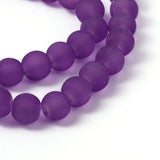 Transparent Glass Bead Strands, Frosted, Round, Purple, 8mm, Hole: 1.3~1.6mm, about 99pcs/strand, 31.4 inch