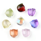 Spray Painted Transparent Glass Beads, Tulip Flower, Mixed Color, 9x9x5.5mm, Hole: 1mm, 50pc/Set