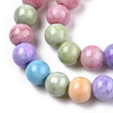 Opaque Crackle Glass Round Beads Strands, Imitation Stones, Round, Colorful, 8~9mm, Hole: 1.5mm, about 104~106pcs/strand, 30.31~31.10 inch(77~79cm)