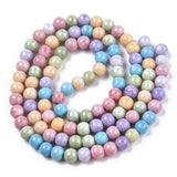 Opaque Crackle Glass Round Beads Strands, Imitation Stones, Round, Colorful, 8~9mm, Hole: 1.5mm, about 104~106pcs/strand, 30.31~31.10 inch(77~79cm)