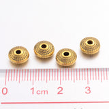 Tibetan Style Spacer Beads, Lead Free & Cadmium Free, Flat Round, Antique Golden Color, about 8mm in diameter, 4mm thick, hole: 1.5mm, 20pc/Set