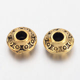 Tibetan Style Alloy Spacer Beads, Bicone, Antique Golden, Lead Free & Cadmium Free & Nickel Free, 6.5x3.5mm, Hole: 2mm, 100pc/Set