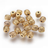 Tibetan Style Alloy Beads, Antique Golden Color, Lead Free & Nickel Free & Cadmium Free, Barrel, Size: about 6mm in diameter, 6mm long, hole: 1.6mm, 50pc/Set