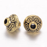 Tibetan Style Spacer Beads, Lead Free & Cadmium Free & Nickel Free, Bicone, Antique Golden, 5.4x6.3mm, Hole: 1mm, 100pc/Set