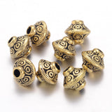 Tibetan Style Spacer Beads, Lead Free & Cadmium Free & Nickel Free, Bicone, Antique Golden, 5.4x6.3mm, Hole: 1mm, 100pc/Set