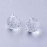 Clear Faceted Ball-Shaped Glass Pendants, Crystal Suncatcher, 20mm in diameter, 23mm thick, hole:2mm, 5pcs/Set