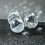 Clear Faceted Ball-Shaped Glass Pendants, Crystal Suncatcher, 20mm in diameter, 23mm thick, hole:2mm, 5pcs/Set