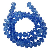 Glass Beads Strands, Pearl Luster Plated, Crystal Suncatcher, Faceted Rondelle, Royal Blue, 8x6mm, Hole: 1mm, about 68~70pcs/strand, 15 inch