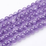 15~16 inch Round Gemstone Strand, Amethyst, 6mm in diameter, hole: about 0.8mm