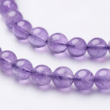 15~16 inch Round Gemstone Strand, Amethyst, 6mm in diameter, hole: about 0.8mm