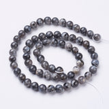 Natural Larvikite Beads Strands, Round, about 6mm, Hole: 0.8mm, about 59pcs/strand, 15 inch