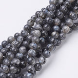 Natural Larvikite Beads Strands, Round, about 6mm, Hole: 0.8mm, about 59pcs/strand, 15 inch