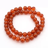 Natural Carnelian Beads Strands, Dyed, Round, 8mm, Hole: 1mm, about 49pcs/strand, 15~16 inch