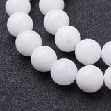 Natural White Jade Beads Strands, Dyed & Heated, Round, White, 8mm, Hole: 1mm, about 50pcs/strand, 16 inch